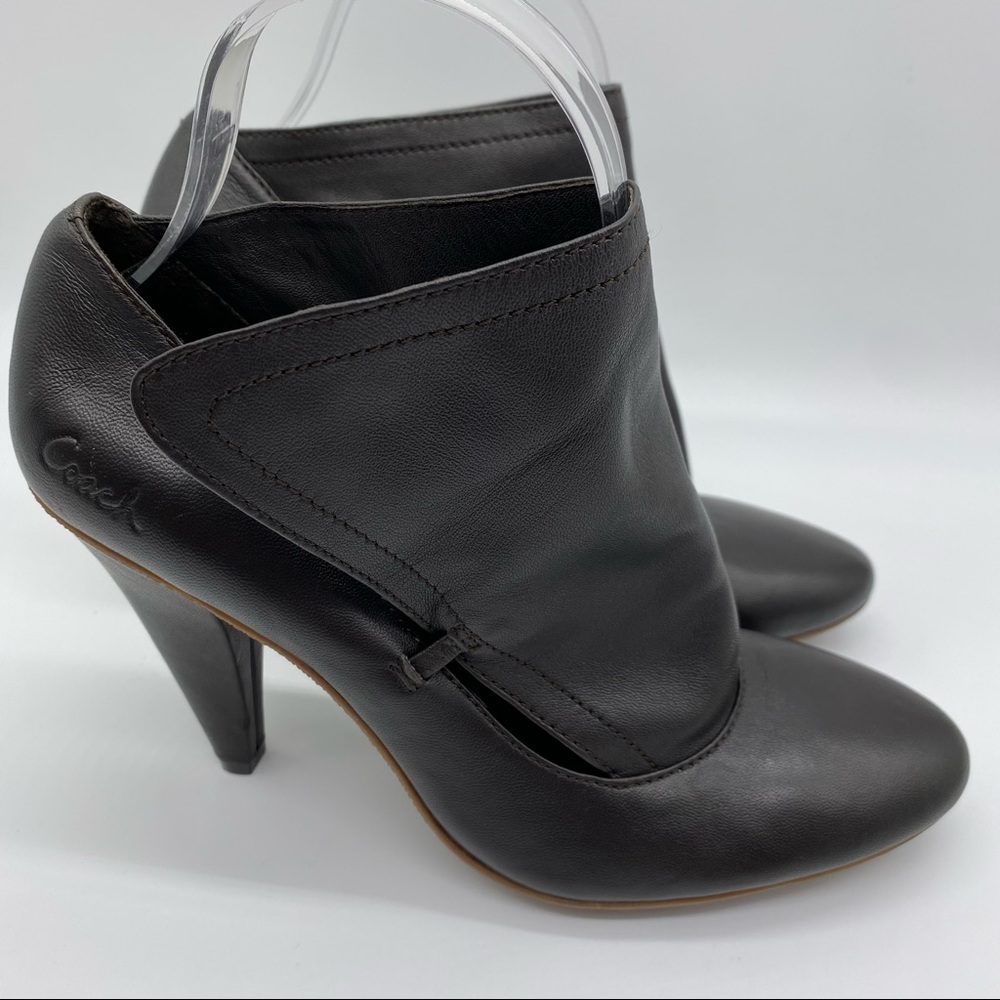 Coach Alexandria dark brown leather heels booties shoes size  7